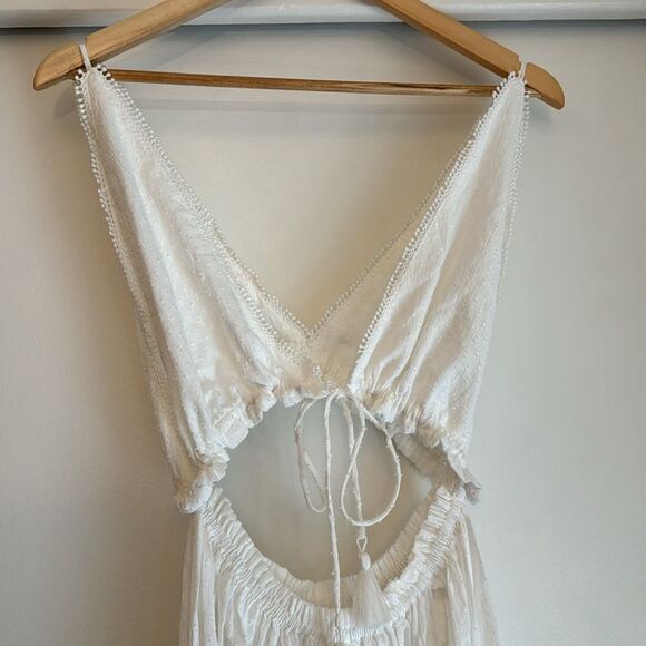 Tularosa Revolve White Flowy Cotton Fia Maxi Eyelet Cutout Casual Dress XS - Picture 5 of 8